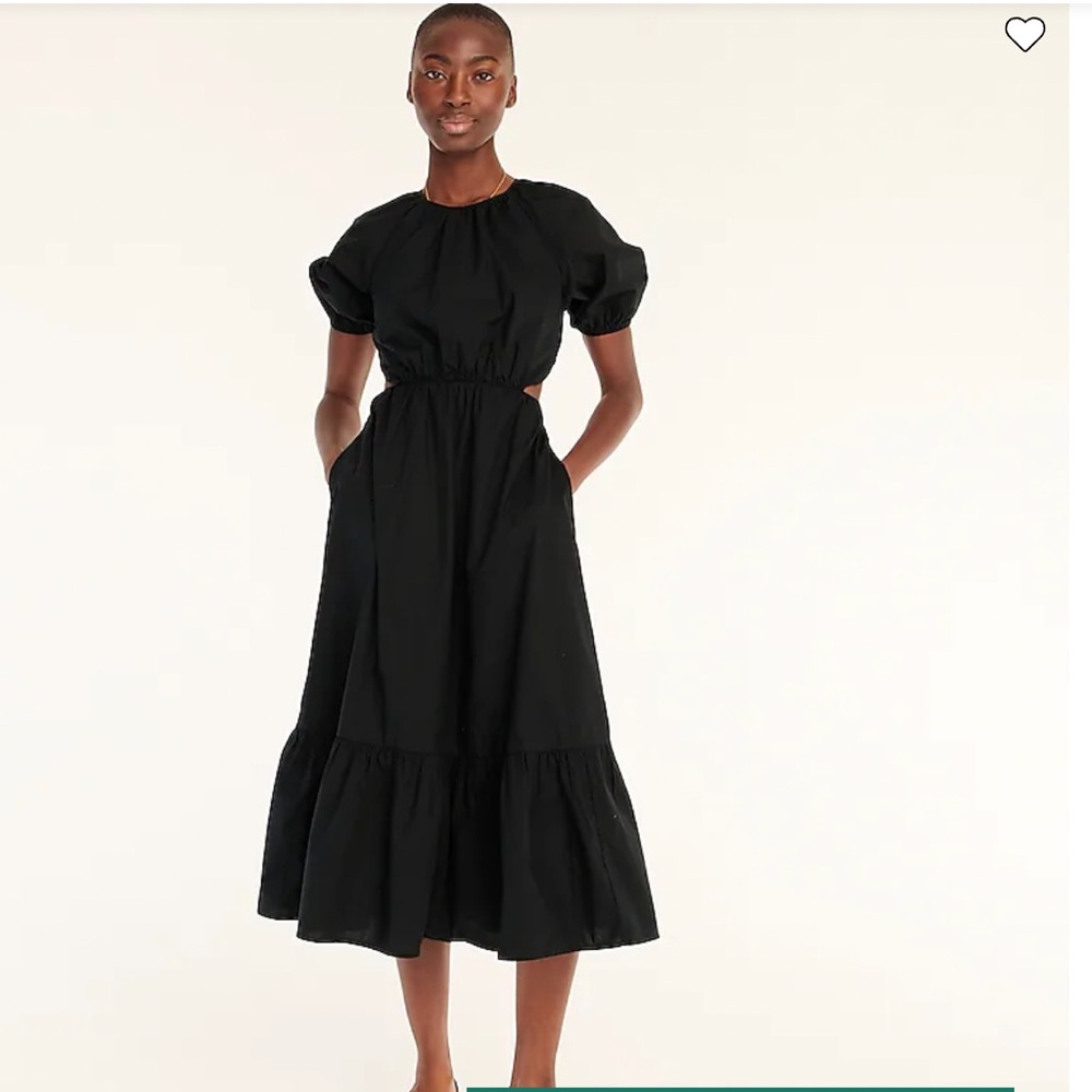 NWT J.Crew Side-Cutout Cotton Poplin Dress (Black/12)